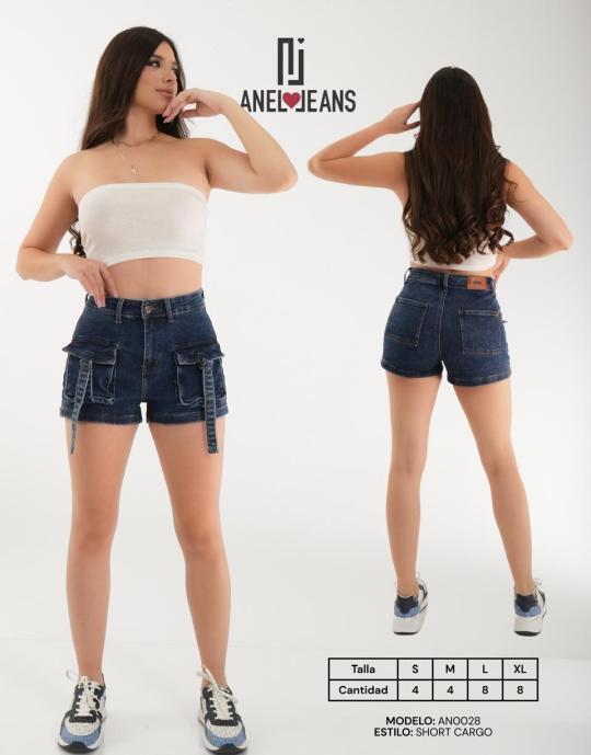SHORT ANEL JEANS CARGO AN0028 PAQUETE 12 PIEZAS $284 LA PZA (2 en talla S, 2 en talla M, 4 talla L, 4 talla XL)