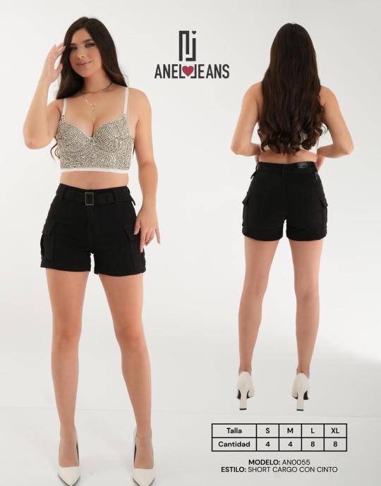 SHORT ANEL JEANS CARGO AN0055 PAQUETE 12 PIEZAS $294 LA PZA (2 en talla S, 2 en talla M, 4 talla L, 4 talla XL)