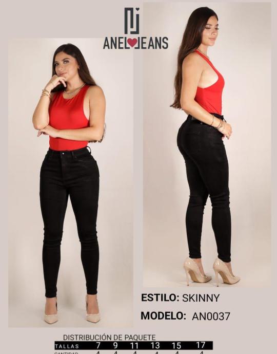 JEANS SKINNY ANEL MOD-0037 PAQUETE 12 PIEZAS $329 LA PZA (2 en talla 7, 2 talla 9, 2 talla 11, 2 talla 13 y 2 talla 15)